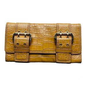 Vintage Michael Kors Leather Croc Print Flap Clutch​​​​​​​​​​​